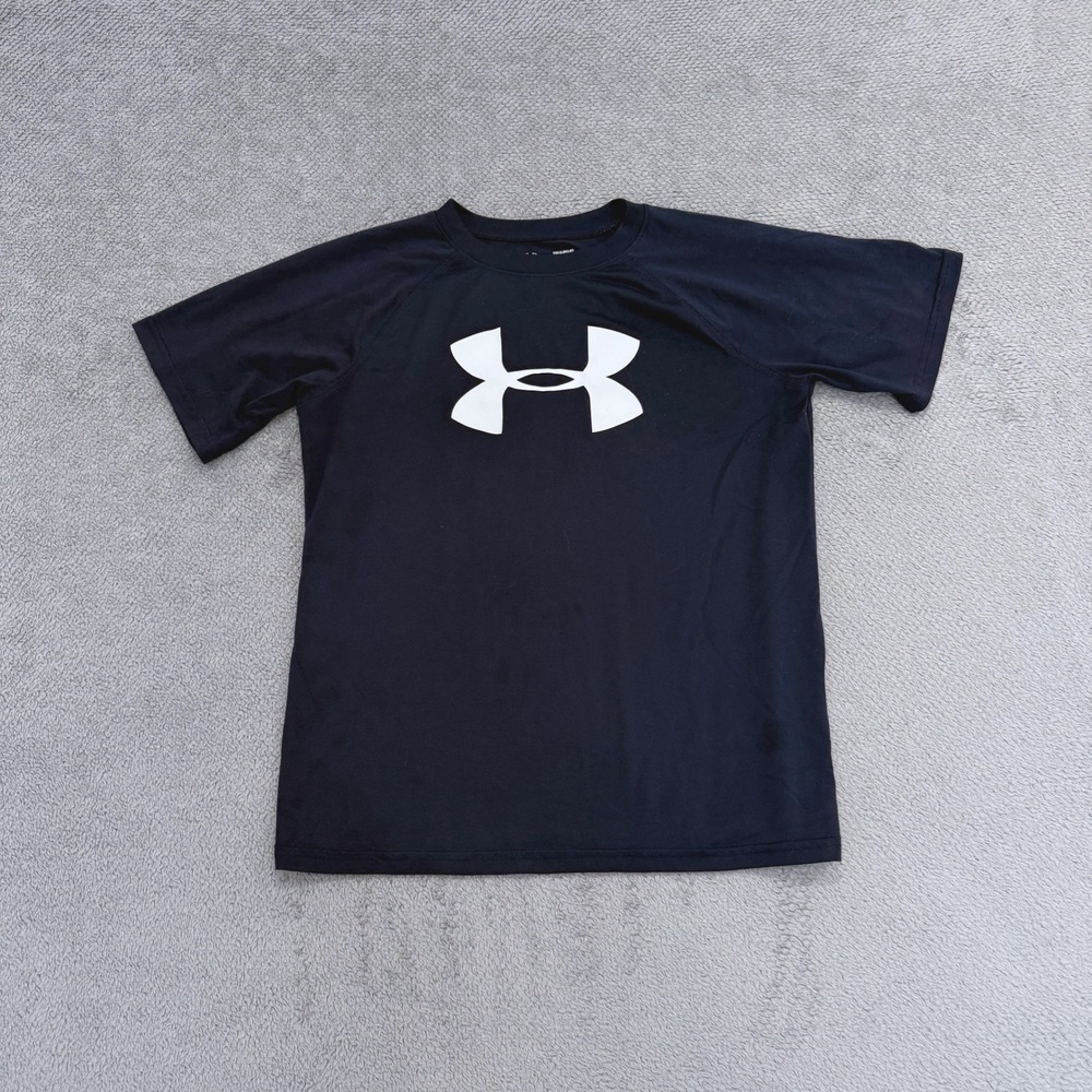 Under Armour T-Shirt Youth Large Navy Blue HeatGear Loose Fit Short Sleeve